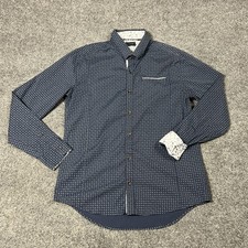 7DIAMONDS Shirt Mens Medium Navy Microprint B...