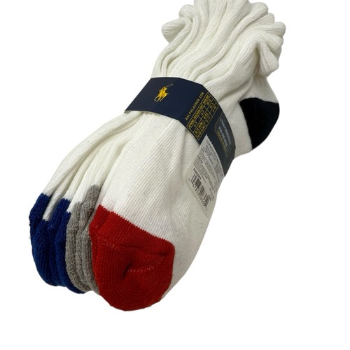 Polo Ralph Lauren Big Boys Size 9-11 Shoe 4-10 Quarter Crew Socks 6 Pair New - Picture 4 of 8