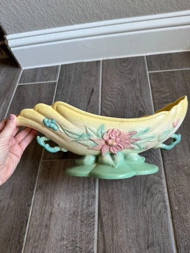 Vintage Hull Pottery Console Bowl W29 USA – Pastel Floral Art Pottery