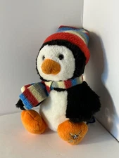 Russ Berrie Shining Stars Plush Winter Penguin In Hat & Scarf