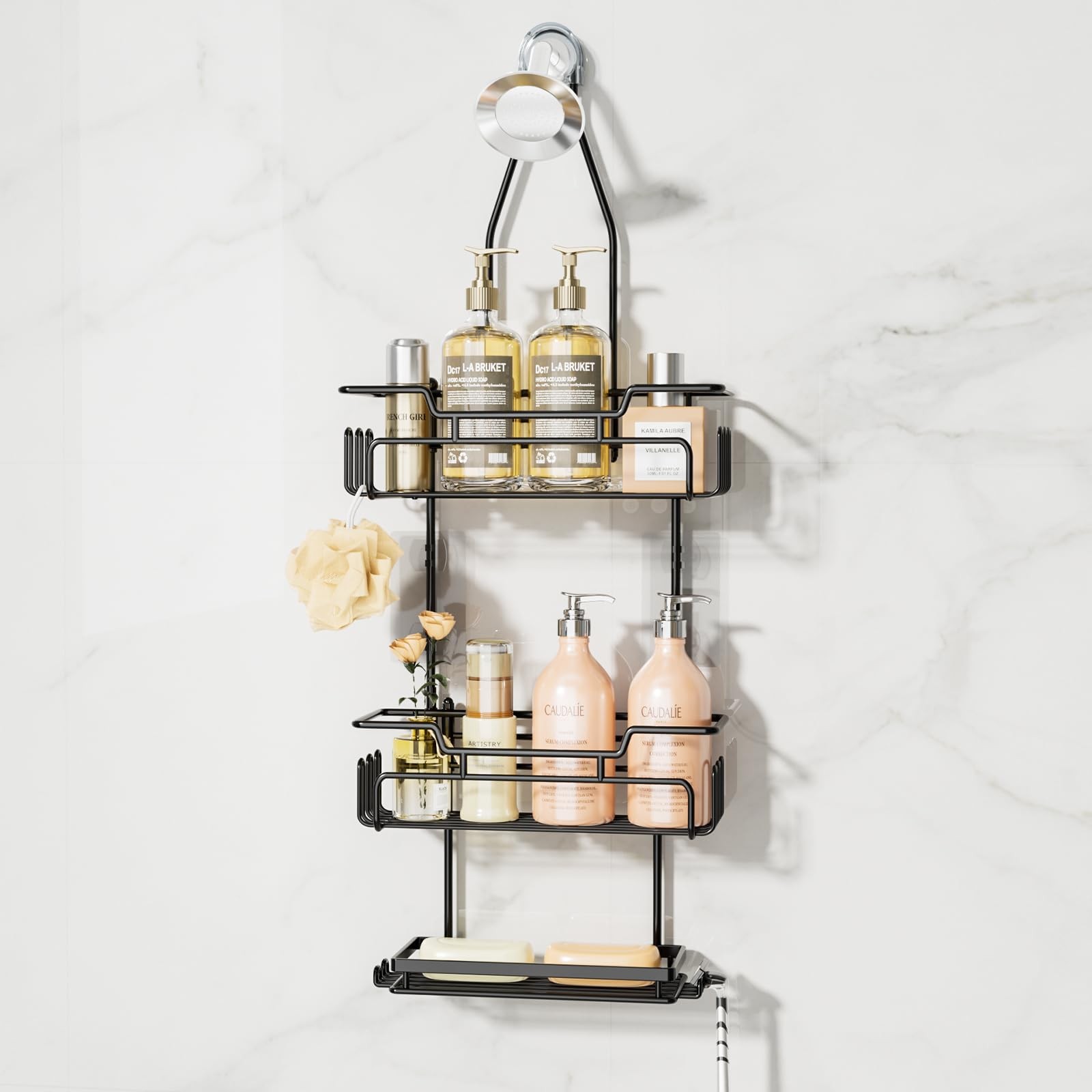 Bathroom Shower Caddy Hanging - 3 Tier Rustproof Over Shower Head Organizer, ...
