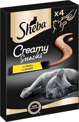 Sheba Katzenfutter Nassfutter Creamy Snacks Leckerli Huhn 11 Packungen 528 g