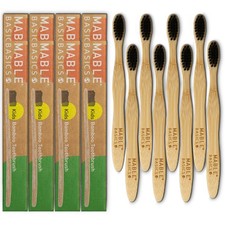 Eight Pack Basics Toothbrush for Adult  Soft Bristle Natural Wood Toothbrush...