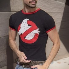 Ghostbusters Ringer T-Shirt Youth M Black Red Retro Movie Graphic Tee