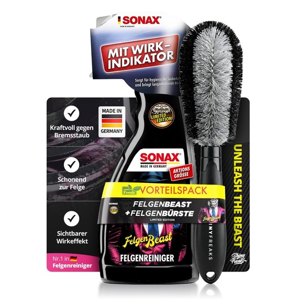 Sonax Felgenreiniger Set Felgenbeast Auto FelgenbüRste Alu- & Stahlfelgen 500 Ml-image