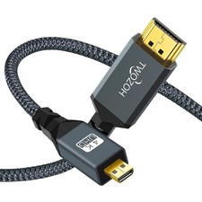 4K Micro HDMI to HDMI Cable 6.6FT - High-Speed Braided Cord, 3D 4K/60Hz Support