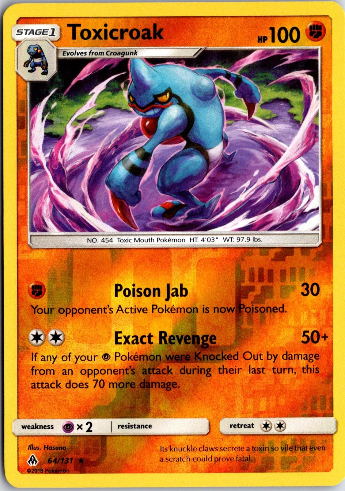 Toxicroak 64/131 R Forbidden Light Pokemon Reverse Holo NM/M