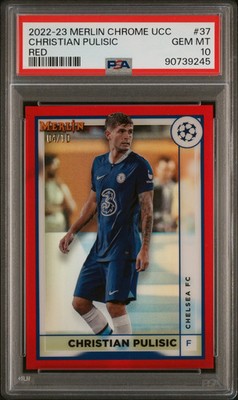 2022-23 Topps Merlin Chrome UEFA  Christian Pulisic #37 Red /10 PSA 10 POP 2