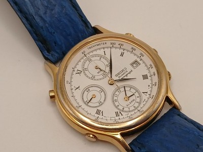 Vintage Seiko Quartz Chronograph 7T32-6A50 Alarm Wecker Armbanduhr Watch Japan
