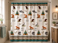 Mainstays Woodland Creatures Forest Animals Shower Curtain Woodland Hooks