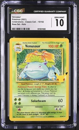 CGC 10 Venusaur 15/102 Celebrations Classic Collection Holo Pokemon Card