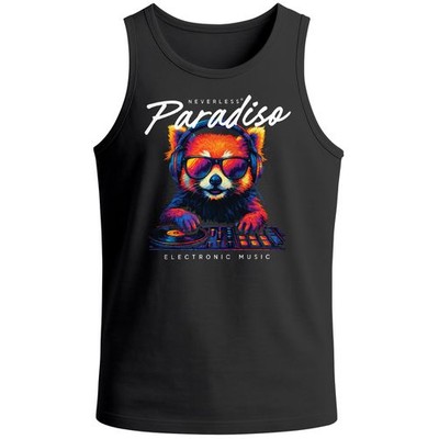 Herren Tank-Top DJ Panda EDM Grafikshirt | electronic Music Print für Festival