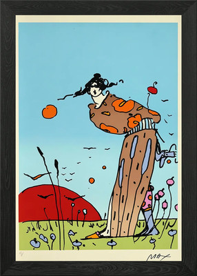 Peter Max inspiriert Landschaft Illust gerahmtes Wandbild Poster Leinwanddruck Bild