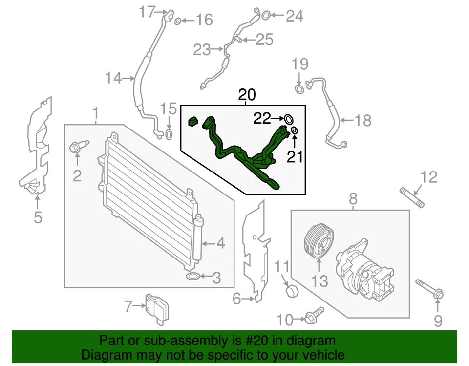 Original Nissan Pathfinder 2013-2014 Front AC Line NUEVO OEM Foto 3 de 4
