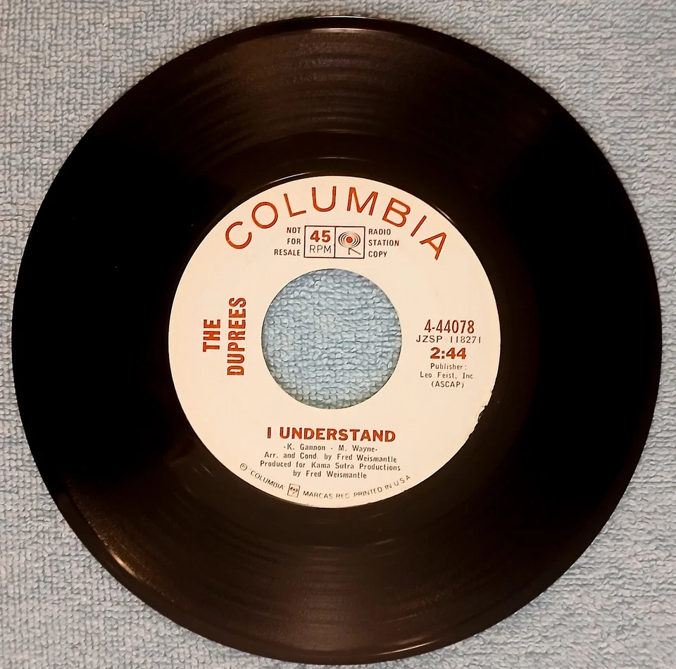 1967 The Duprees Two PROMOS - I Understand & Exodus Song - 4-44078 45 rpm 7" NM- - Image 2 of 4