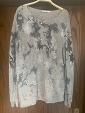 Monari Pullover Pulli Gr. 40/42 Grau Silber Nieten