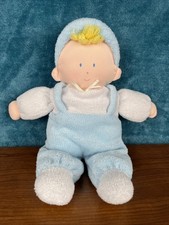 Eden Blue Boy Terrycloth 11 Plush Vintage Doll Yarn Hair Terry Cloth Pastel Bow