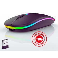 RGB Bluetooth Wireless Mouse Rechargeable Ergonomic USB for PC Laptop iPad