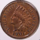 1901 Indian Head Cent, Extra Fine Detail Circulated Coin, Store #CT1114