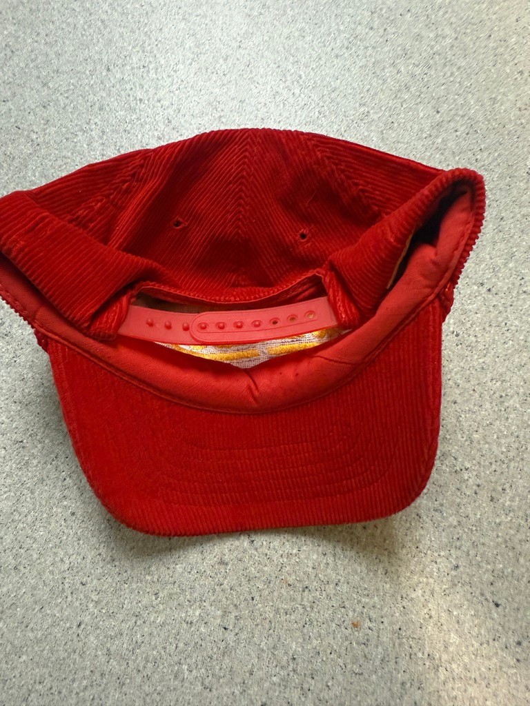 VINTAGE LA-Z-BOY RED CORDUROY HAT. CLEAN View 3