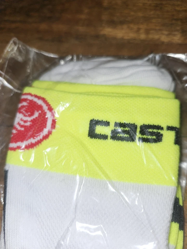 Calcetines de ciclismo Castelli Italia tobillo alto L-XL blanco/amarillo neón/rojo Foto 3 de 4