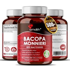 Bacopa Monnieri Extract 90 Capsules 500mg Brahmi Leaf Powder