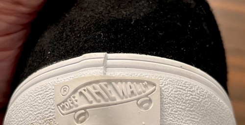 Vans Off The Wall Mens Sz 12 Logo Skateboard Hook & Loop Black/White Suede Shoes - Picture 5 of 10