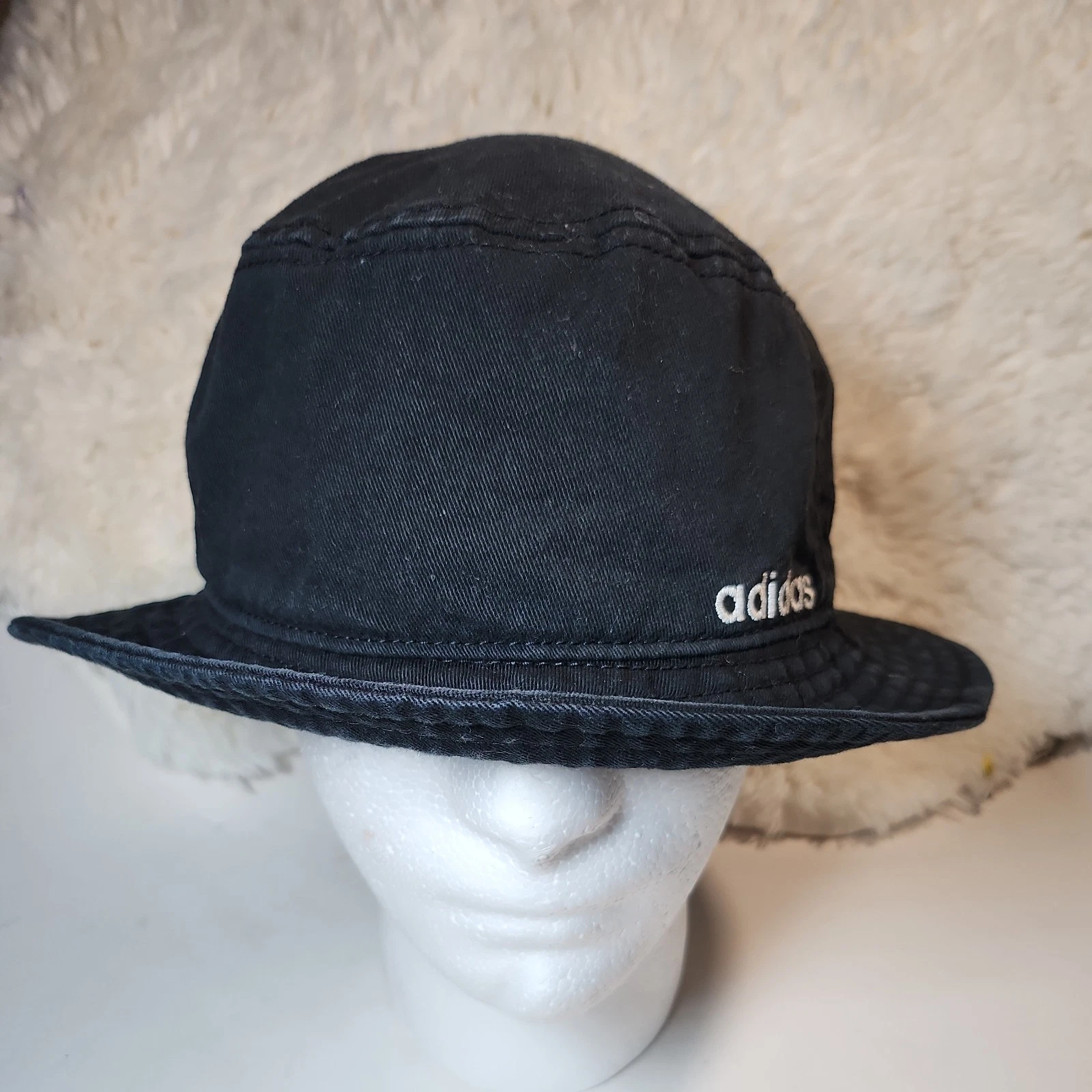 ADIDAS AEROREADY Bucket Sun Hat Cap Black White Logo Adult Size