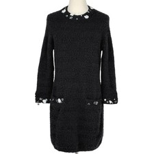 Chanel Coco Mark Button Knit Dress Long Sleeve Flower Dress Skirt Cashmere Wool