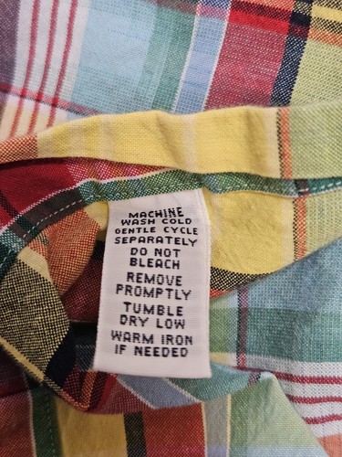 Camisa Ralph Lauren Botón Para Hombres XL Calce Clásico Manga Corta Lino Madrás Cuadros - Imagen 9 de 10