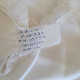 Vintage Movie Star Full Slip 38 White Nylon Shadow Lace Hem Bridal Coquette Boho