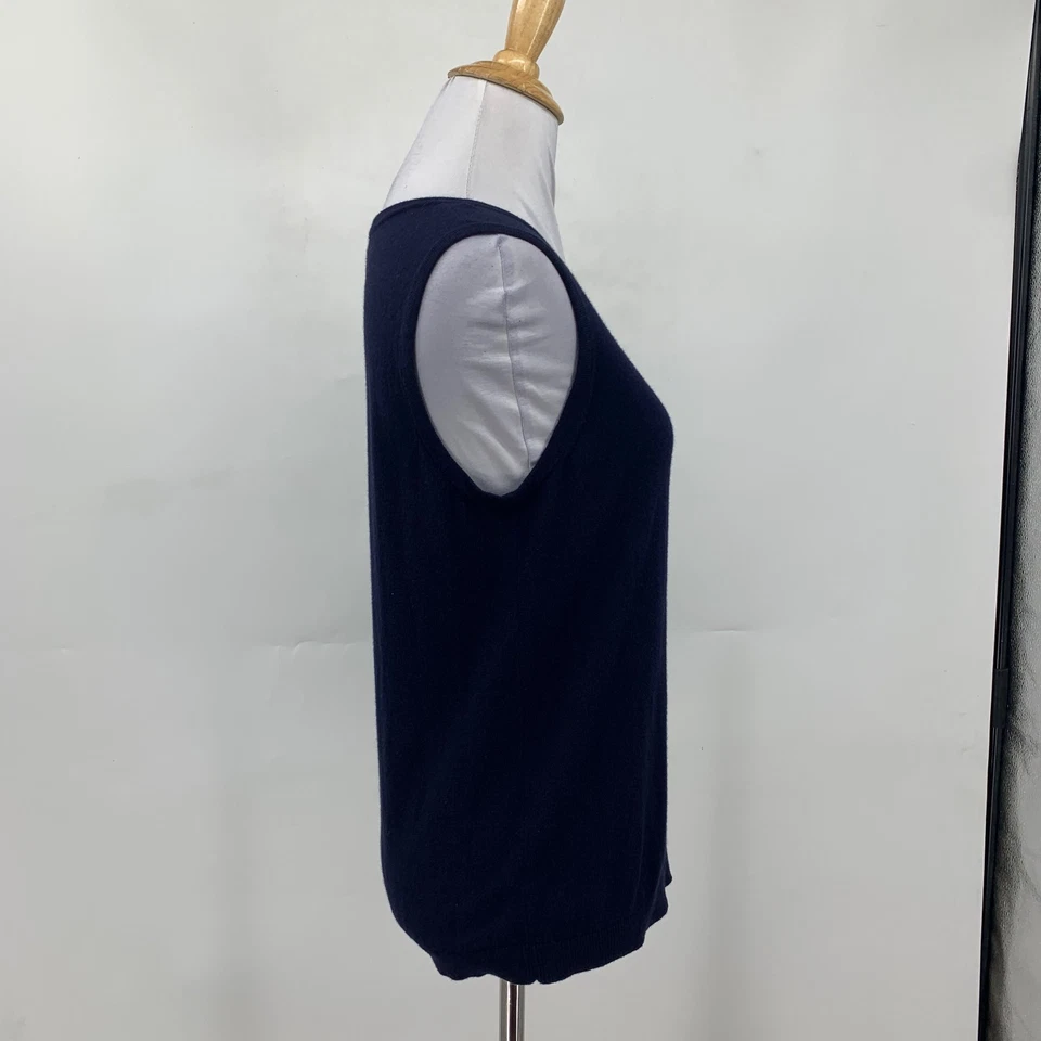 Talbots Tank Top Womes M Medium Navy Blue Cashmere Blend Sleeveless Knitted - Image 4 of 4