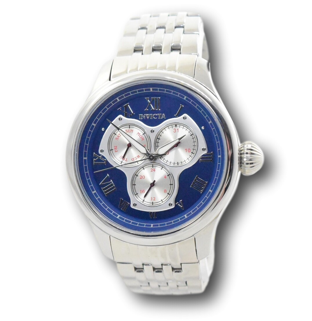 Invicta Men's 45mm Blue Dial Polished Stainless Multi-Function Date ...