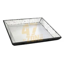 Waverly Mirrored Square Tray Medium Silver Indoor Outdoor Tabletop Home Decor