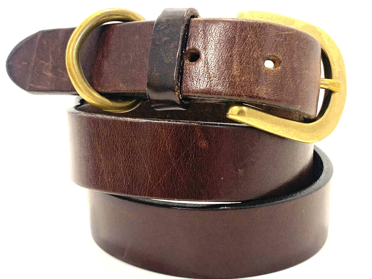 Vintage Women Belt Large Brass Buckle Brown Leather Sz Small or Medium Gladiator Vintage 1960s THICK Brown Leather Belt Womens Size Large/XL  main image 4