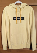 American Eagle AE Sweatshirt w/ Hood Pale Yellow Hoodie Size XS Pullover Logo