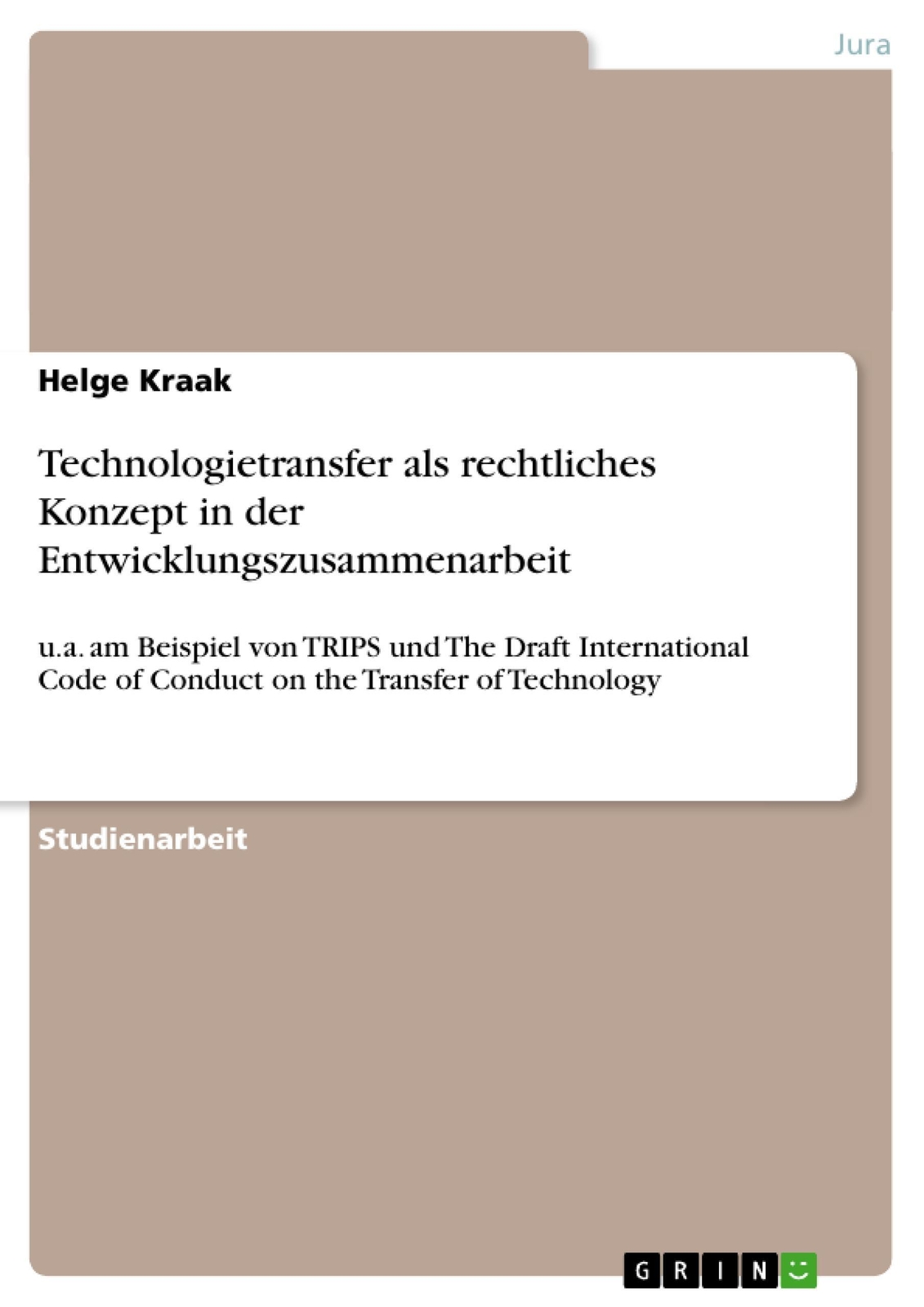 Thumbnail - Helge Kraak | Technologietransfer Als Rechtliches Konzept In Der...