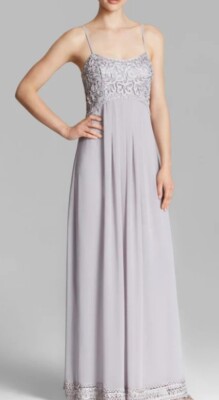 Sue Wong Beaded   Dress And Most Lexirious Fabrics Size 10,Color Platinum 