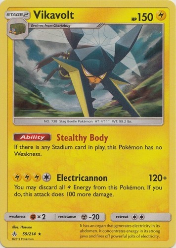 Holo Vikavolt 59/214 Rare SM - Unbroken Bonds Pokemon TCG
