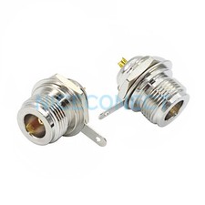 1x N Front Mount Female Jack Bulkhead with Solder Cup RF Connector Straight
