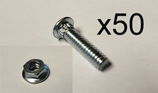 Garage Door Hardware 1" Track Bolt and Serrated Flange Nut 1/4-20 Lot of 50