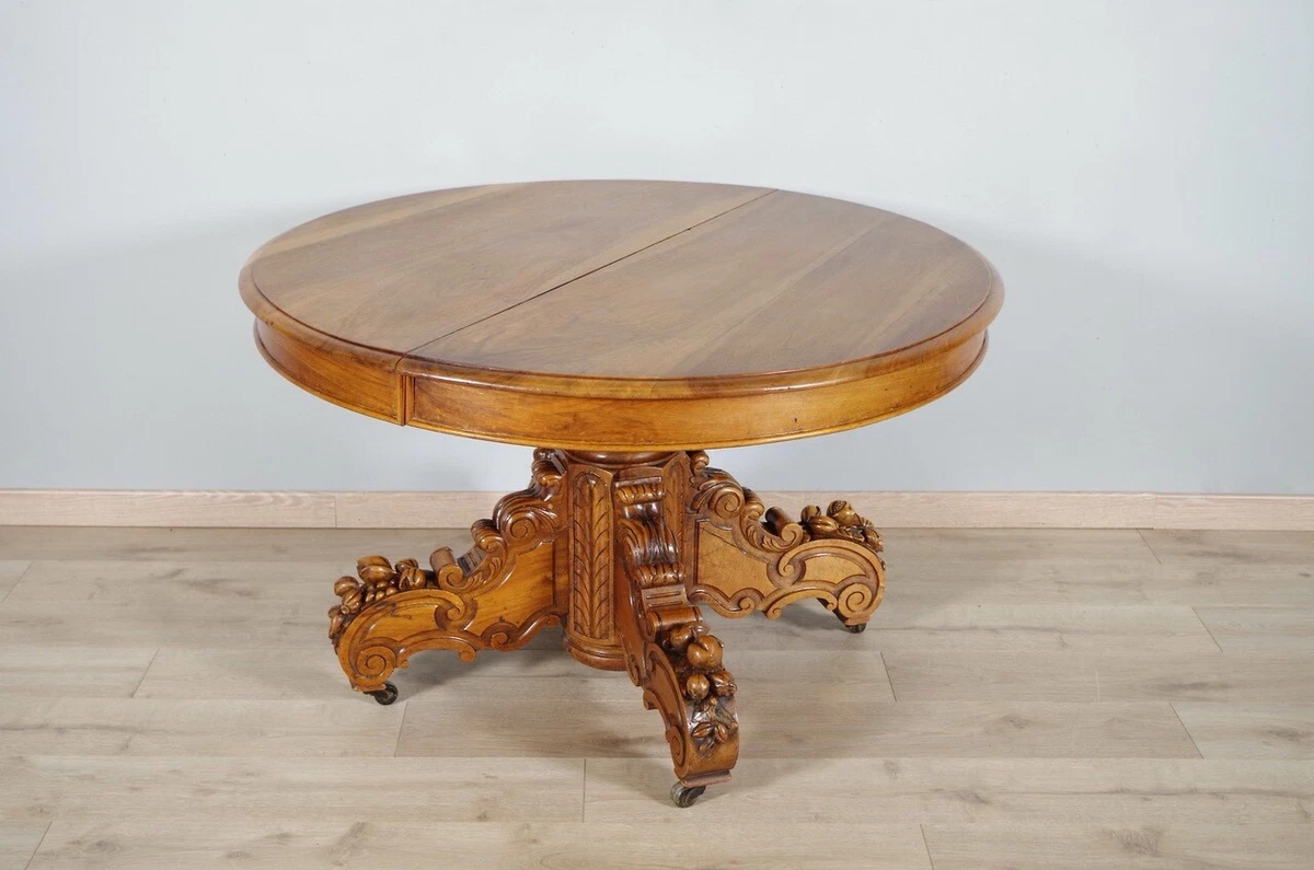 Table Salle à Manger Ovale Napoléon III En Acajou – Dimensions L 100 X L 64 X H 70 Cm
