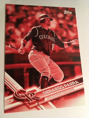 2017 Topps Team Red Parallel Jumbo 5x7 Gerardo Parra COL17 Rockies # d 3/5