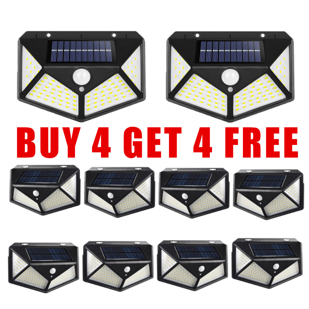 100LED SOLAR POWER LIGHTS PIR MOTION SENSOR WALL OUTDOOR GARDEN