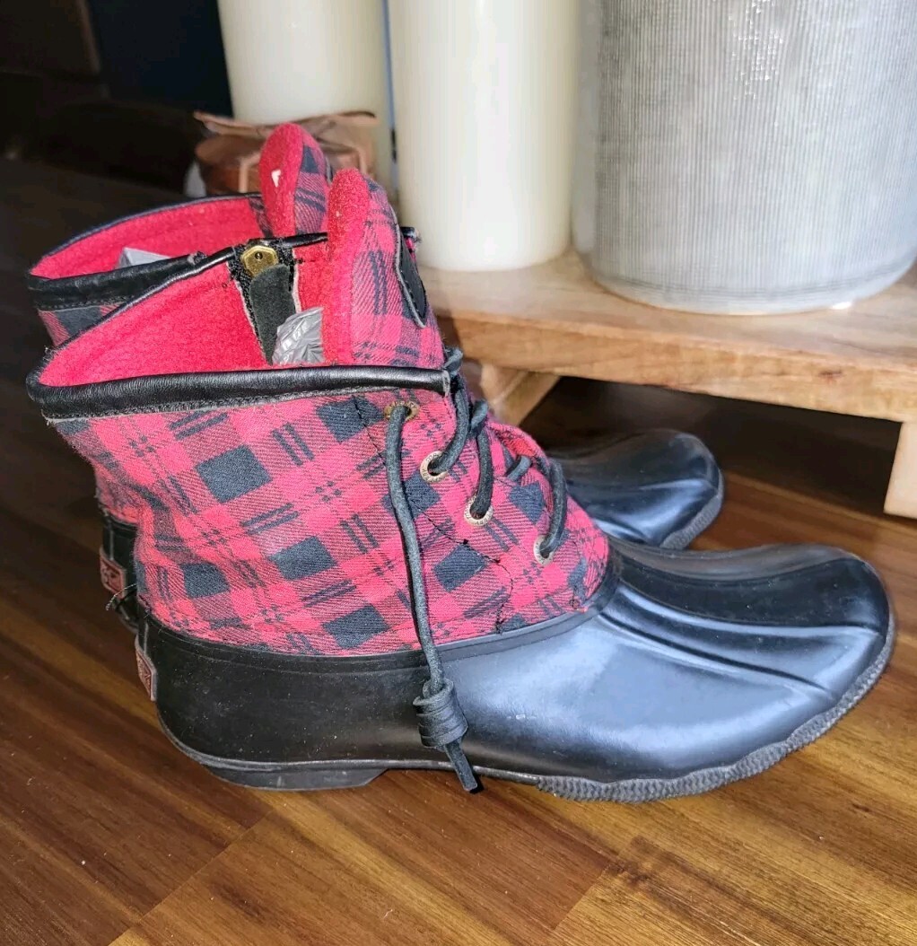 Sperry Black Red Plaid Duck Snow Winter Boot Sperry Top-Sider Women main image 4