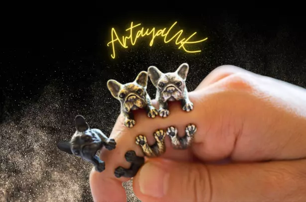 UK French Bulldog Novelty Ring Cute Dog Lover Jewellery Gifts for
