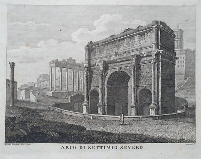 Pietro Parboni: Rom, Septimius-Severus-Bogen (Radierung, signiert/datiert 1816)