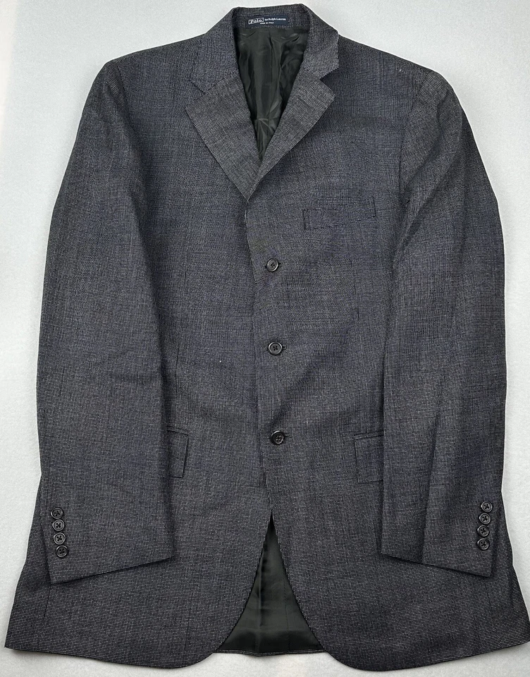 Polo Ralph Lauren 2-Piece Suit 3 Button Men 42L 36x31 Gray Style 7B90 ITALY - Image 2 of 4