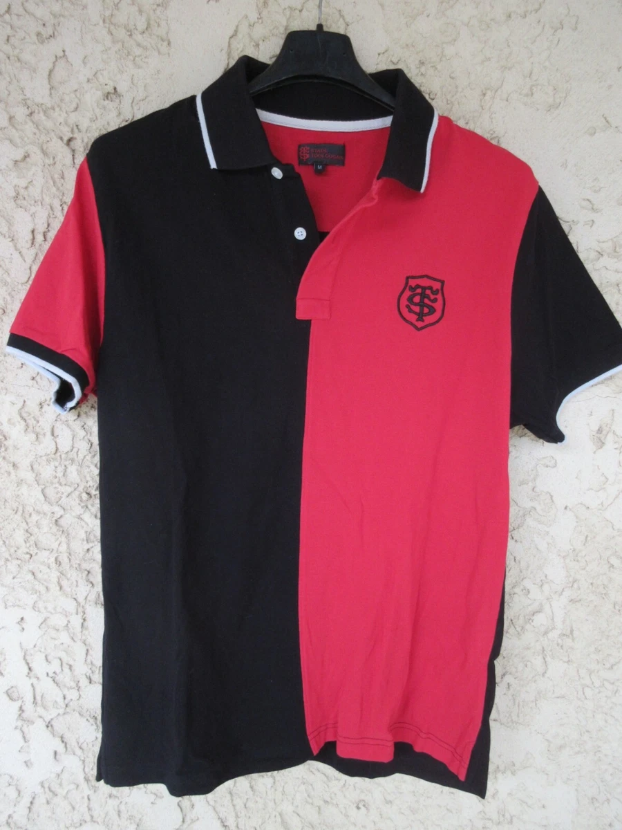 Polo maillot rugby STADE TOULOUSAIN TOULOUSE rouge noir manches