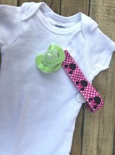 Polka Dot Minnie Mouse Pacifier Clip